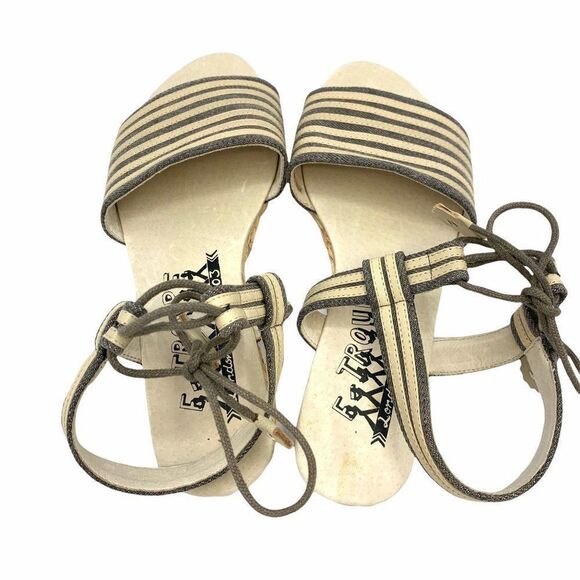 F-Troupe Slingback Striped Open Toe Espadrilles 40 - Picture 7 of 9